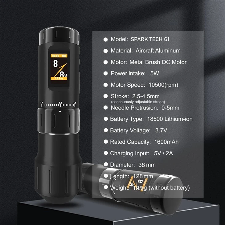 Continuously Adjustable Stoke Dual Battery Wireless Tattoo Machine Pen factory