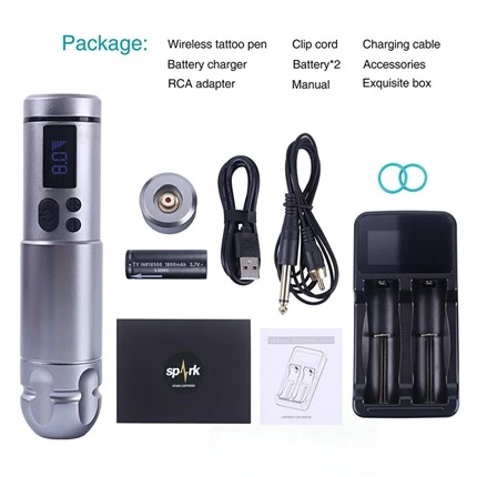 2 Roj teeb Spark Tattoo Tshuab Wireless Professional Tattoo Supply
