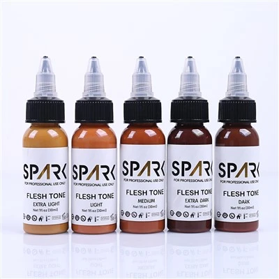 Kev Kawm Ntawv 5-Xim 30Ml organic organic nqaij tawv nqaij tawv Tattoo Ink rau qhov tseeb thiab ua kom tiav