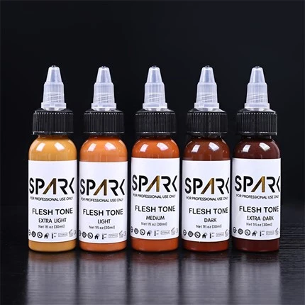 Daim tawv nqaij xim teeb 1OZ 5 Daim Leadfree Tattoo Ink Spark Tattoo Ink Professional Tattoo Ink Cover Ups Blending Thiab Cosmetic Tattoos