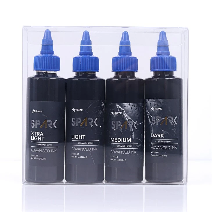 Spark Tshiab tshaj plaws 4oz * 4 Grey Ntxuav teeb Waterproof ib ntus tattoo number cask