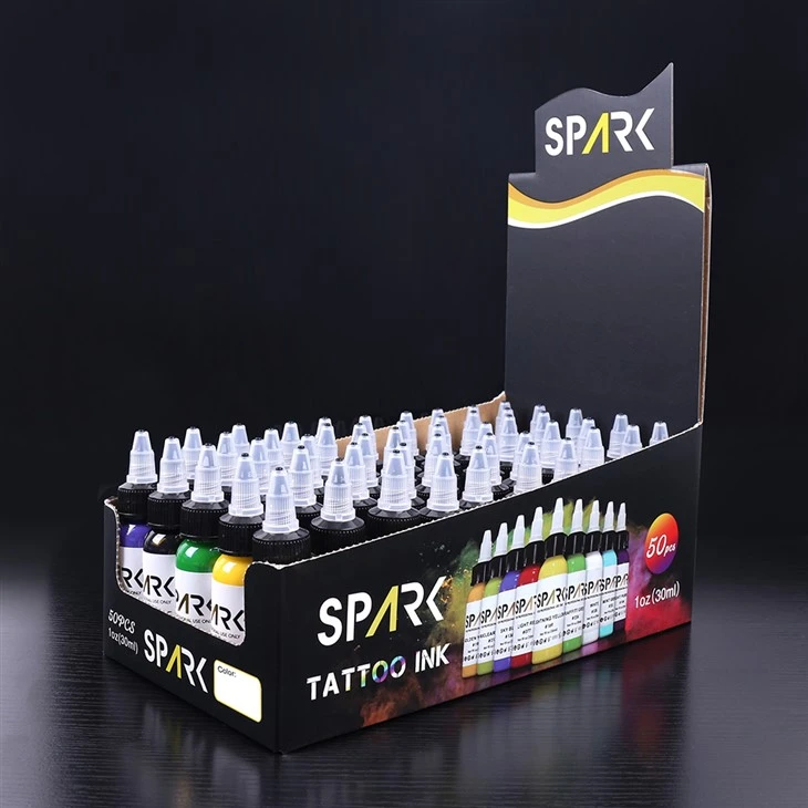 Spark organic 0.5 Oz vas nthiv Qhuav ntev ntev ntev ntev ntev ntev kev tsim qauv Tattoo Ink Tas Ua Si Rau Lub Cev Kos Duab