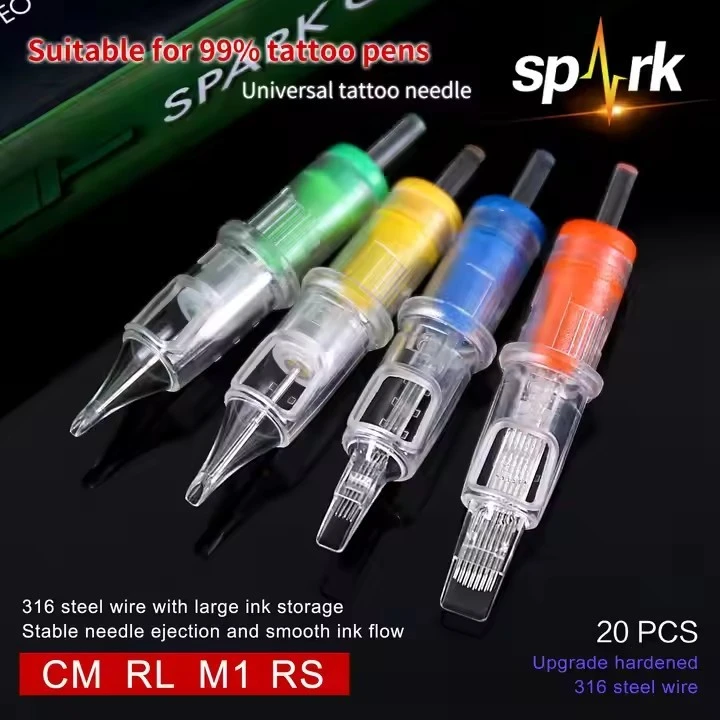Kev tshaj lij Stark Stainless Hlau Tattoo cartridge koob nrog lub cev pov tseg lub cev daim ntawv thov