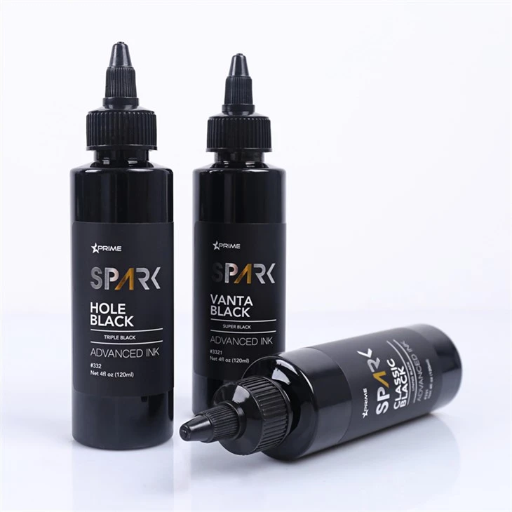 Qhov Dub 4OZ Triple Black Ink Series Spark Tattoo Ink Tattoo Ink Dub Lub Teeb
