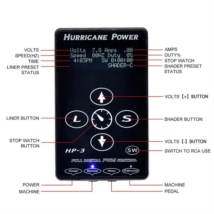Tattoo Power Supply Digital Tattoo Power Supply Rau Tattoo Machine